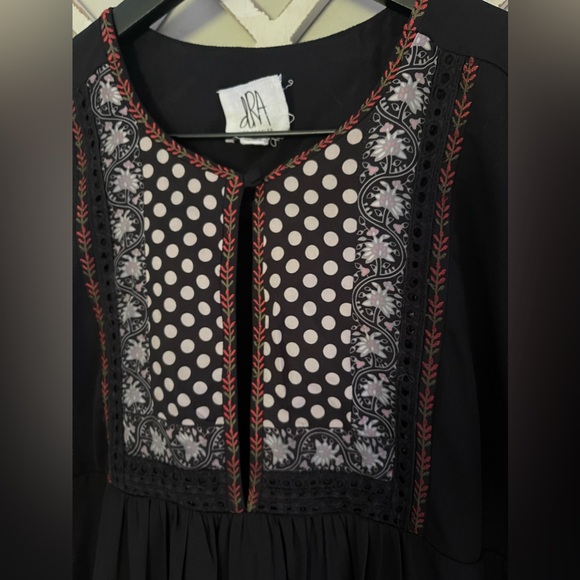 DRA Los Angeles Nash Patterned Lined Maxi Peasant Dress In Black Size XS - Picture 8 of 15